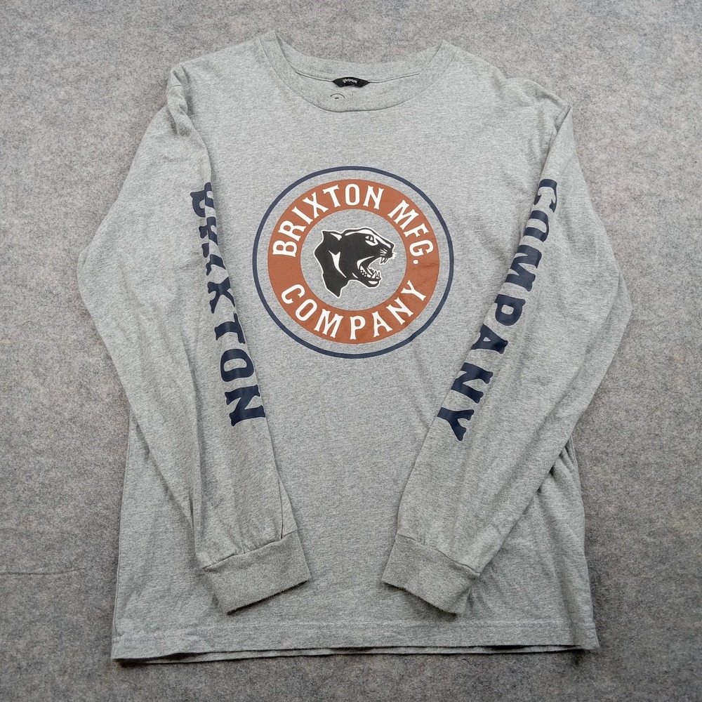 Brixton Shirt Mens Small Gray Long Sleeve Premium Fit Panther Graphic Logo
